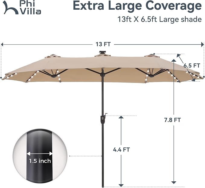 PHI VILLA 13ft Patio Umbrella - Image 6