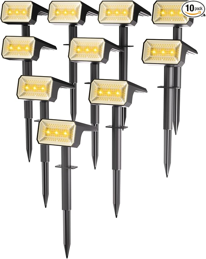 Fabrito Solar Spot Lights Outdoor 10 Pack, Auto On/Off Spotlights, IP67 by Fabrito