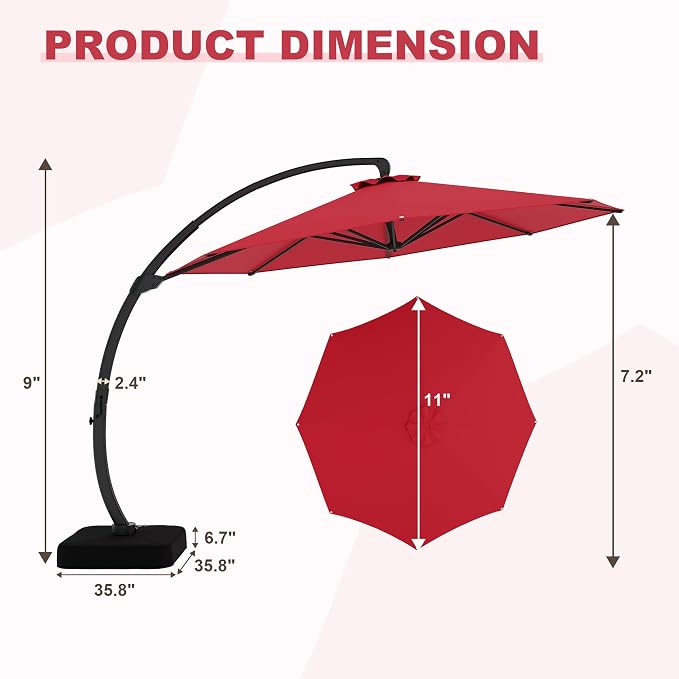 GarveeLife 11FT Cantilever Patio Umbrella - Image 2