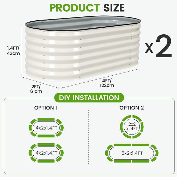 Galvanized Raised Garden Bed Outdoor |17'' Tall Planter Box Outdoor - Image 2