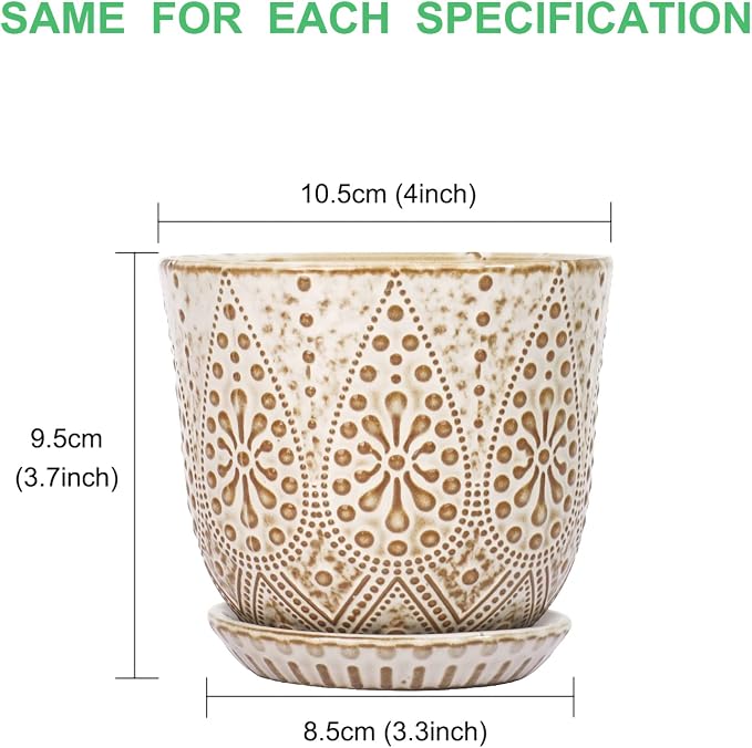 Gepege Succulent Pots, 4 Inch Small Indoor Ceramic Planter Pot - Image 2