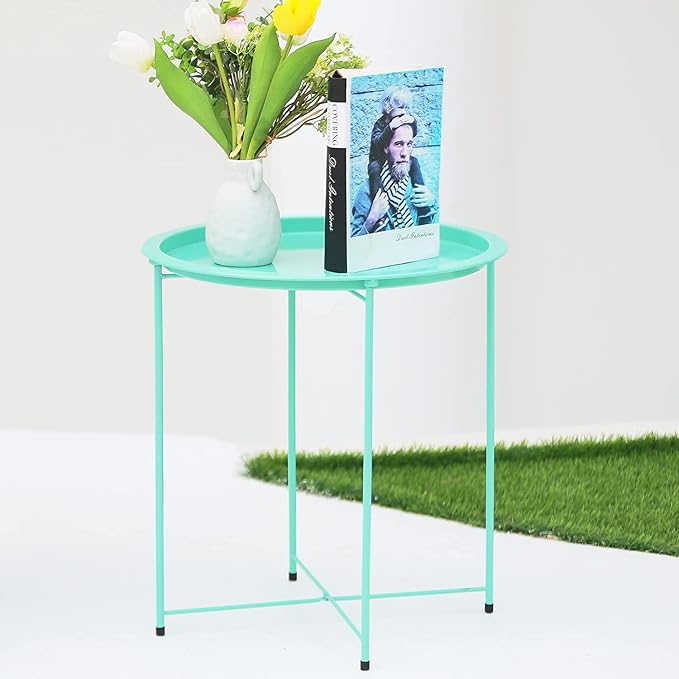 Garden 4 you End Table Set of 2, Outdoor Side Table, Small Patio Table Metal - Image 9