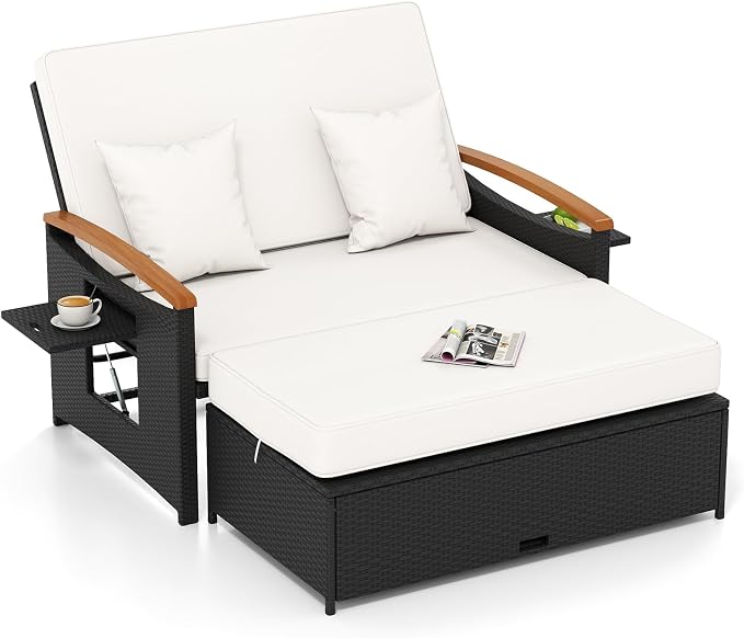 Tangkula Patio Rattan Daybed by TANGKULA