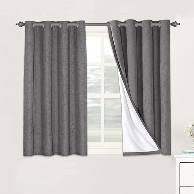 H.VERSAILTEX Linen Blackout Curtains 45 Inches Long 100% Absolutely Blackout by HVERSAILTEX