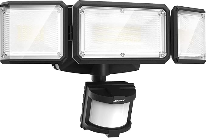 LEPOWER Battery Powered LED Flood Light Outdoor, 1500LM Motion Sensor Security by LEPOWER