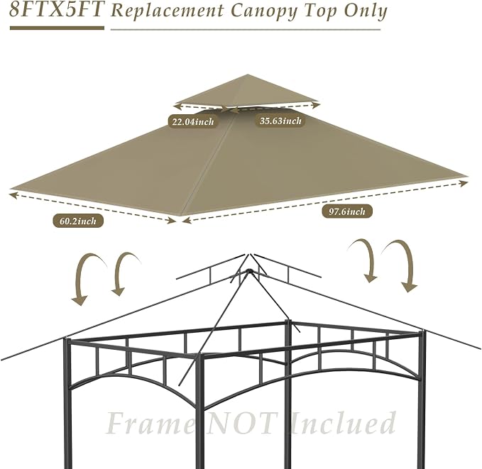 Grill Gazebo Replacement Top, 5 * 8 Outdoor BBQ Top Cover, Double Layer BBQ - Image 3