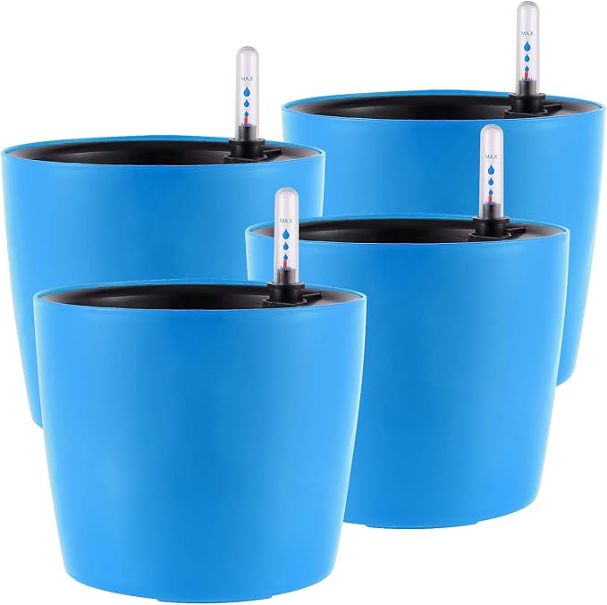 KINJOEK 4 Packs 7 Inch Self Watering Pot by KINJOEK