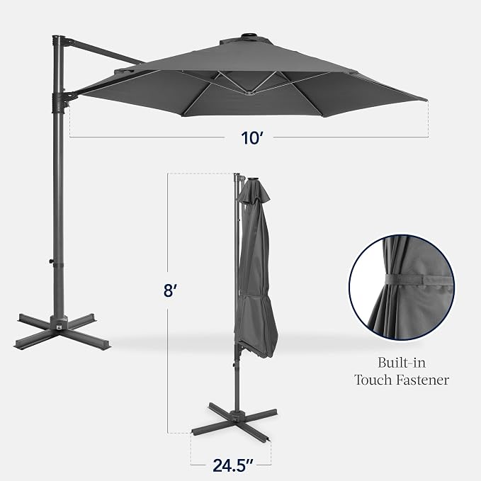 Best Choice Products 10ft Offset Cantilever Hanging Market Patio Umbrella - Image 2
