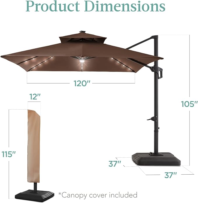 Best Choice Products 10x10ft Cantilever Patio Umbrella w/Base Included - Image 7