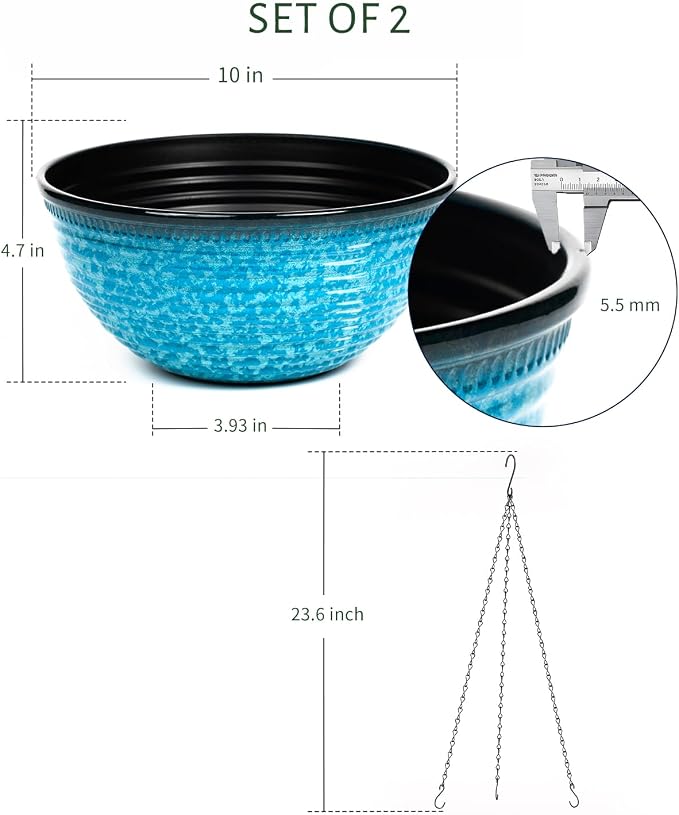 10 Inch Hanging Planter, 2 Pack Hanging Planters - Image 2