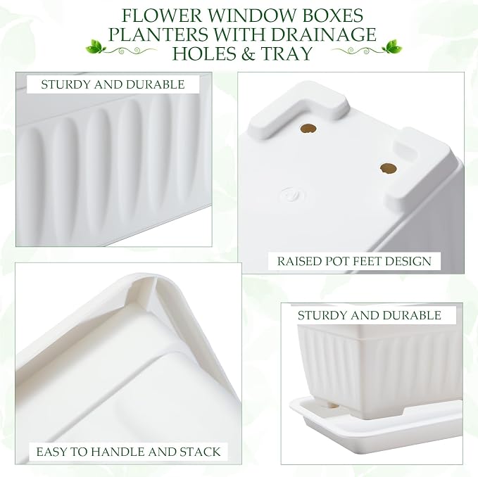 6 Packs 23 Inch Window Flower Box Extra Large Window Sill Herb Garden Long - Image 4