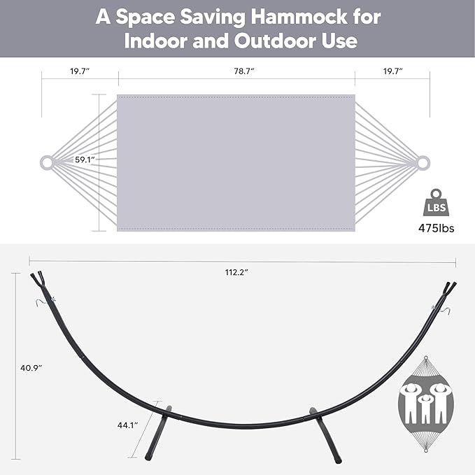 SUNCREAT Stand Alone Hammocks for Outside, 2 Person Self Standing Hammock - Image 5