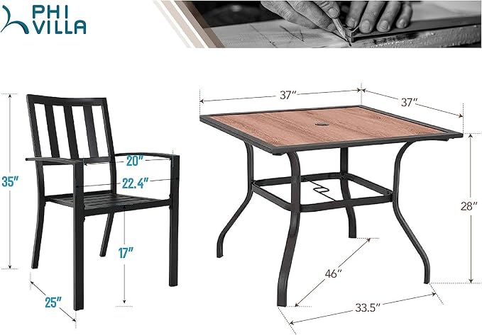PHI VILLA 5 Pieces Outdoor Dining Set - Image 9