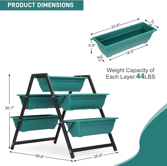 Outvita Green Raised Garden Planter Bed, Tiered Planter Stand - Image 6