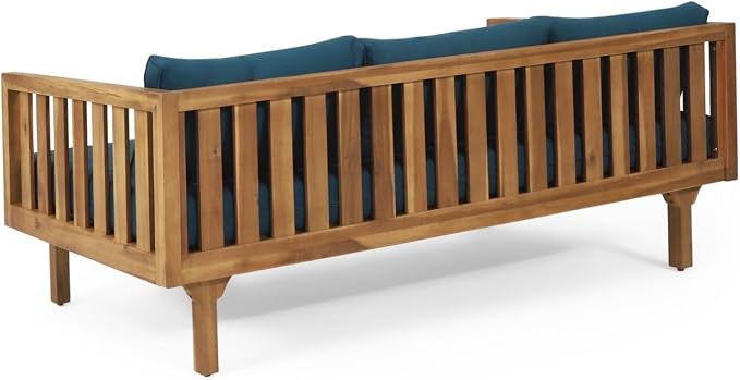 Merax Solid Acacia Wood Couch Chaise Lounge Chair Indoor, 3 Seater Daybed Sofa - Image 10