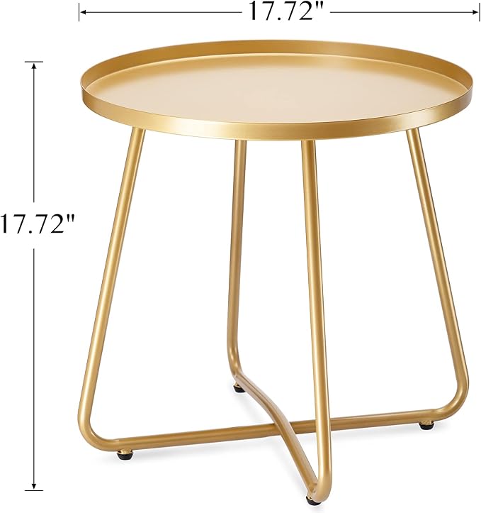 danpinera Outdoor Side Tables, Weather Resistant Steel Patio Side Table - Image 3