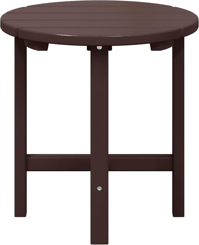 WestinTrends Dylan Adirondack Round Outdoor Side Table, Dark Brown by WestinTrends
