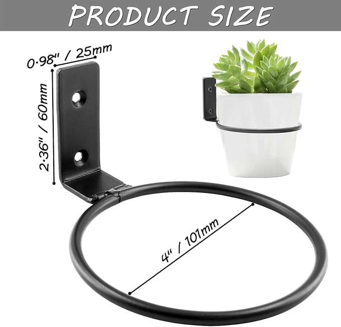 6 Pack 4 inch Flower Pot Holder Ring, Flower Pot Holder Ring Wall Mounted Set - Image 5