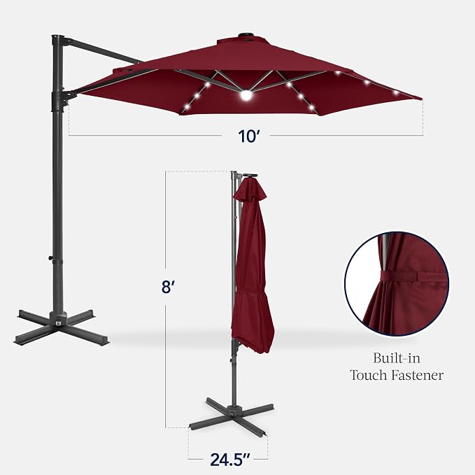 Best Choice Products 10ft Solar LED Offset Cantilever Hanging Market Patio - Image 2