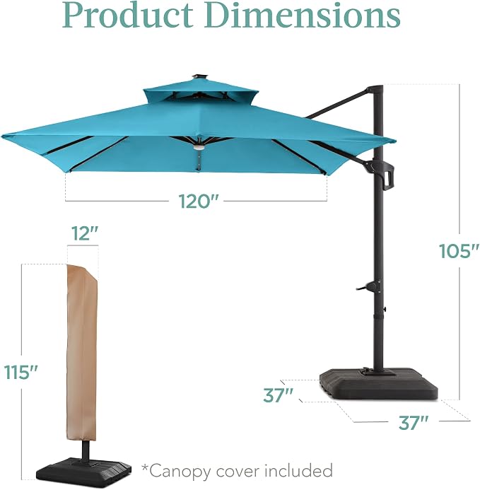Best Choice Products 10x10ft Cantilever Patio Umbrella w/Base Included - Image 7