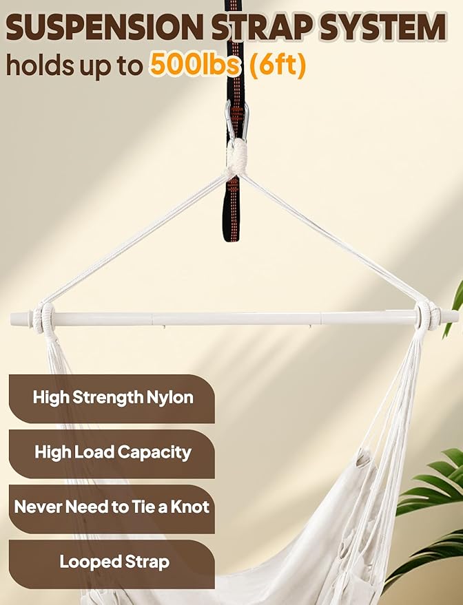 Chihee Hammock Chair Swing Chairs Strong Metal Collapsible Spreader Bar - Image 6