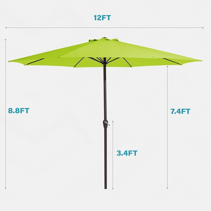 MEWAY 12ft Patio Umbrella Outdoor Table Umbrellas - Image 7