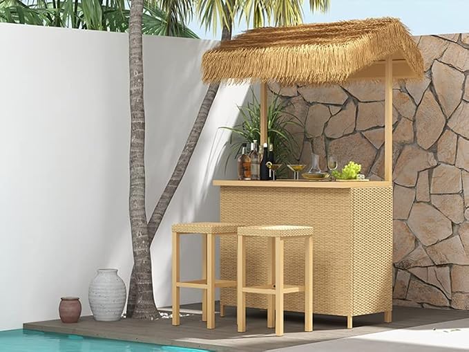 Grand patio 2 Piece Outdoor Tropical Paradise Tiki Bars Stools, Phuket Islander - Image 6