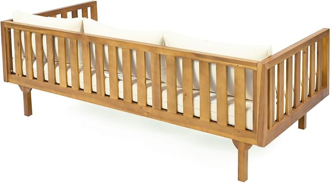 Merax Outdoor Solid Acacia Wood Daybed, 3 Seater Day Bed Couch Sofa - Image 6