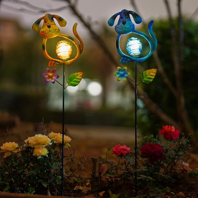Solar Outdoor Garden Lights, 27.4''H Solar Dog Statues Outdoor Lights, - Image 2