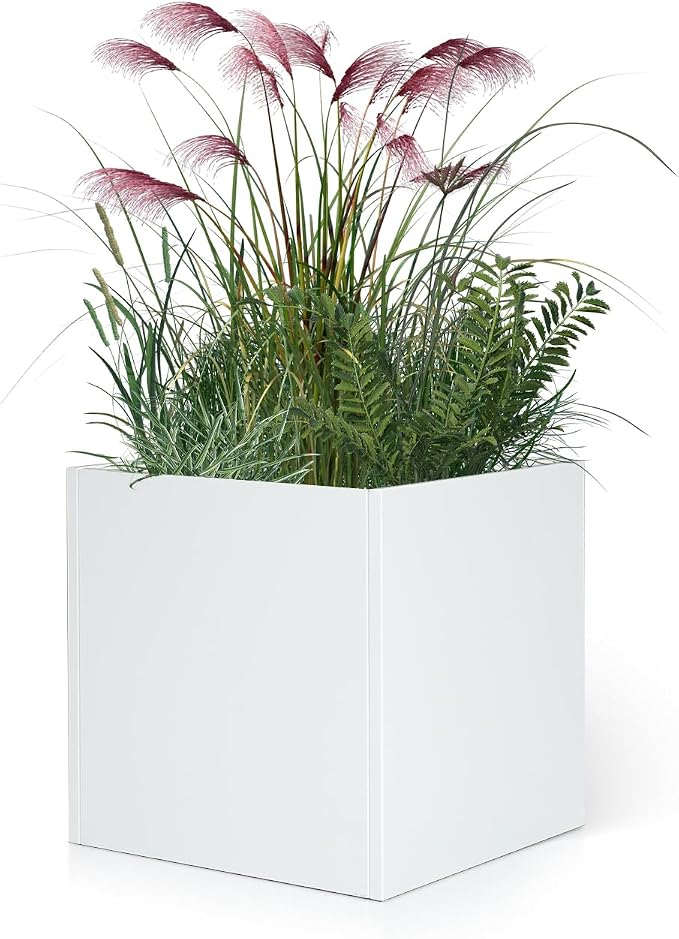 White Outdoor Planter Square Steel Planters Galvanized Steel Planter Box 20 - Image 7