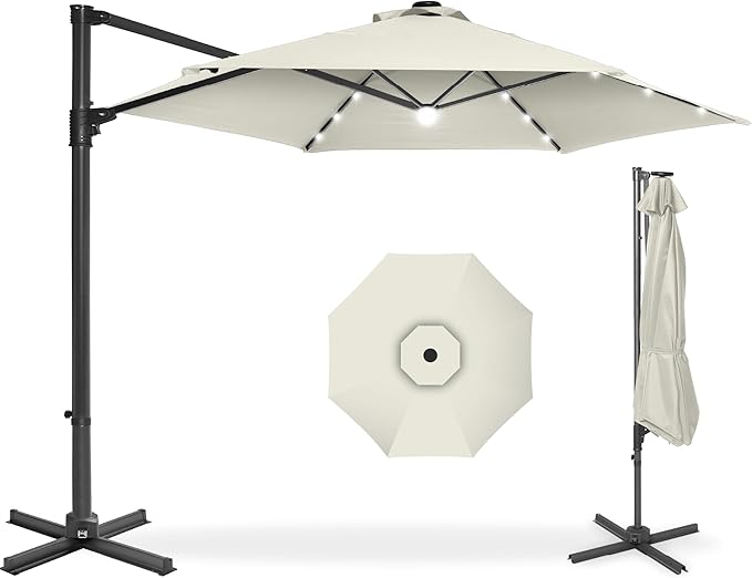 Best Choice Products 10ft Solar LED Offset Cantilever Hanging Market Patio by BestChoiceProducts
