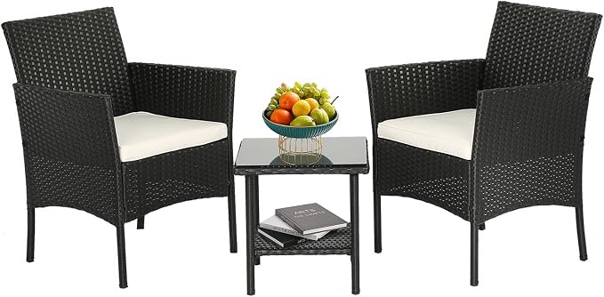 FDW Wicker Outdoor Furniture Patio Furniture Set of 3 Rattan Patio Chairs by FDW