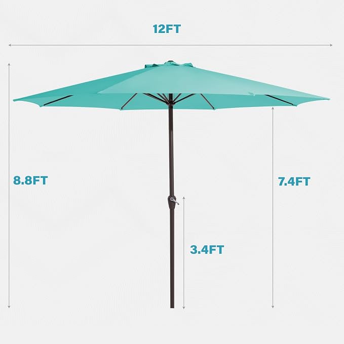 MEWAY 12ft Patio Umbrella Outdoor Table Umbrellas - Image 7