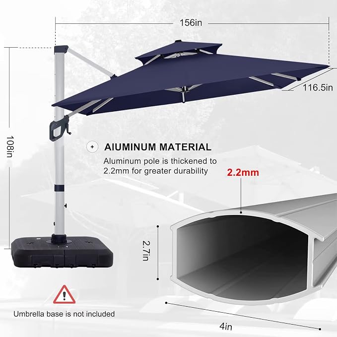 ABCCANOPY Patio Umbrella Cantilever Double Top Outdoor Offset Umbrella - Image 3