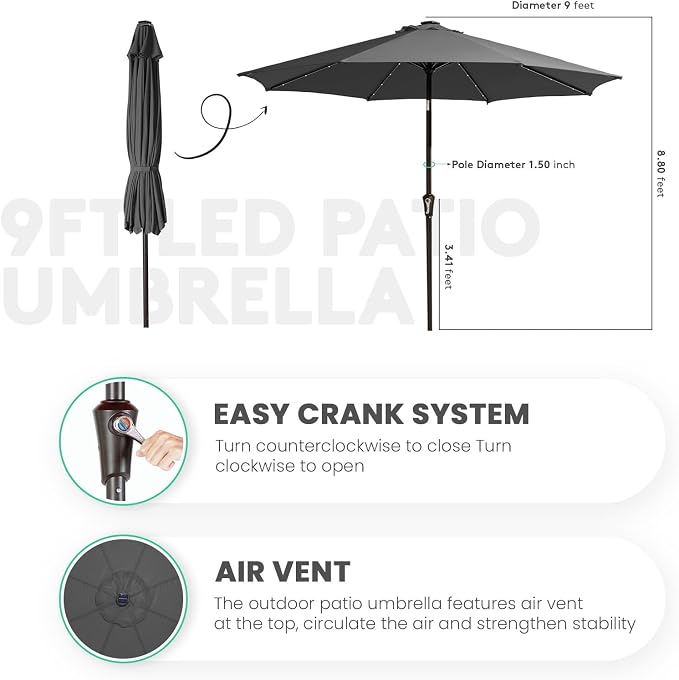 JEAREY 9FT Outdoor Patio Umbrella - Image 3