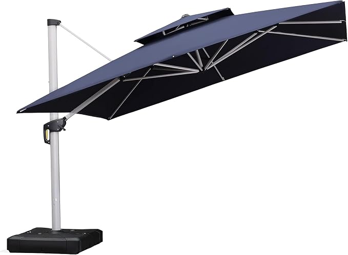 PURPLE LEAF 12 Feet Double Top Deluxe Square Patio Umbrella Offset Hanging by PURPLELEAF