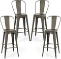 COSTWAY Metal Bar stools Set of 4, by COSTWAY
