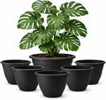 16 Inch Plant Pots Indoor Outdoor, 6 Pack Black Plastic Planters by RooTrimmer