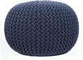 FRELISH DECOR Round Pouf Ottoman Hand Knitted 100% Cotton Pouf Foot Stool by FrelishDecor