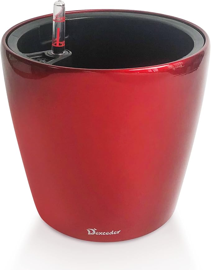 Dexceder 9x8 Inches High Gloss Self Watering Planter Indoor Outdoor, Inner Pot by Dexceder
