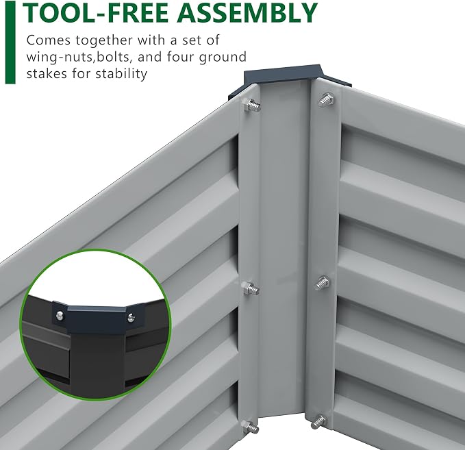 2 Pack 6x3x1FT Galvanized Raised Garden Bed Kit, Outdoor Metal Planter Box - Image 6