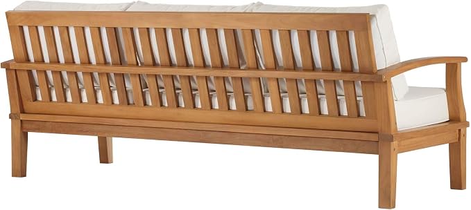 Modway Marina Outdoor Patio Teak Sofa in Natural White - Image 5