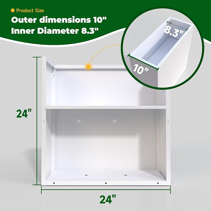 White Metal Long Planter for Outdoor Plants 24" x 10" x 24" Metal Rectangular - Image 2