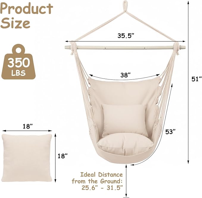 Athena Collection Hammock Chair Hanging Rope Swing Chair - Image 2