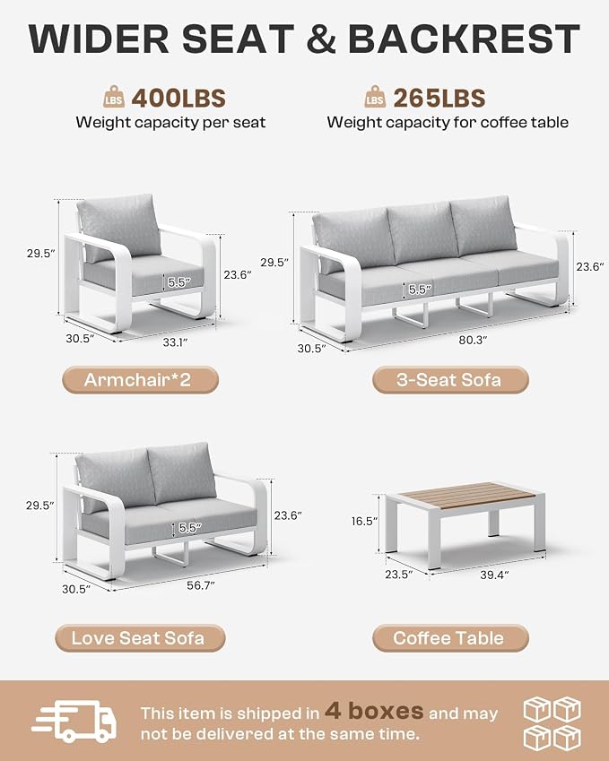 Aluminum Outdoor Patio Couch, 3 Seats Oversized Patio Sofa - Image 8