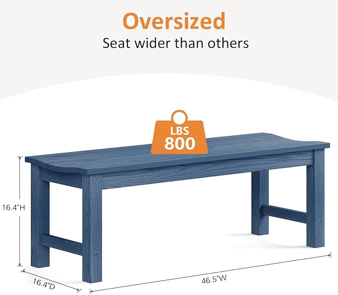 Outdoor Bench Set of 2, 2-Person Patio Backless Benches, HIPS Weatherproof - Image 3