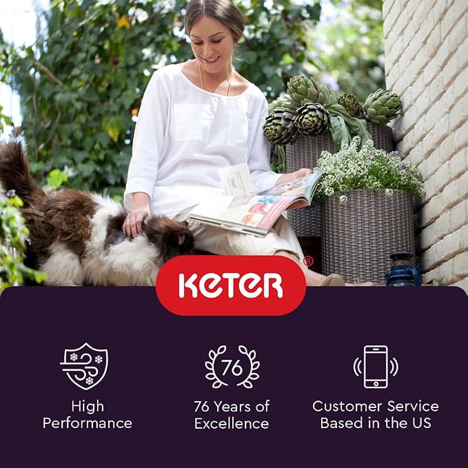 Keter Cylinder Set of 3 Rattan Resin Planter - Image 4