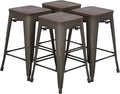 FDW Metal Bar Stools Set of 4 Counter Height Bar Stools 24 Inches Industrial by FDW