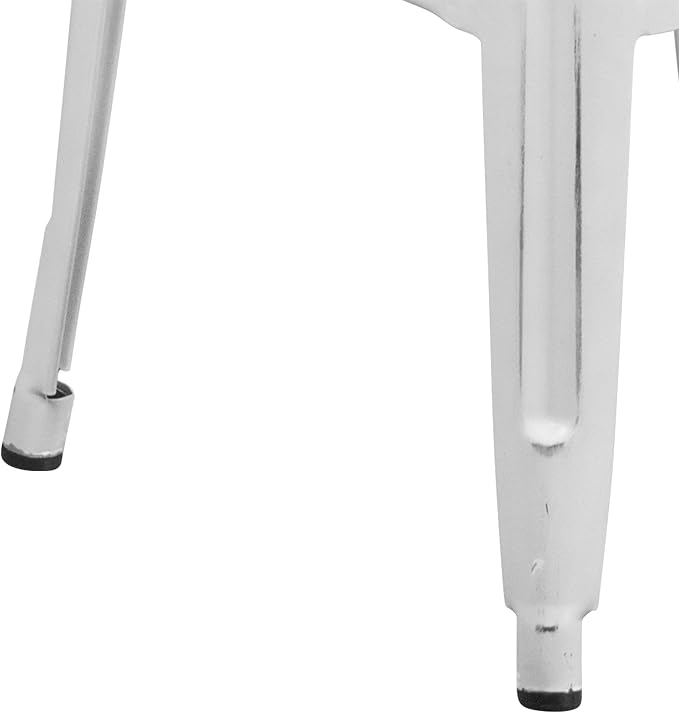 Flash Furniture Kai Commercial Grade 30" High Backless Distressed White Metal - Image 7