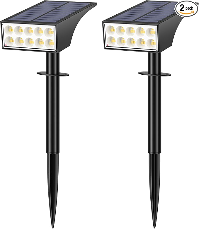 Solar Spot Lights Outdoor Waterproof IP65, Bright LEDs Solar Landscape Lighting by WENATY